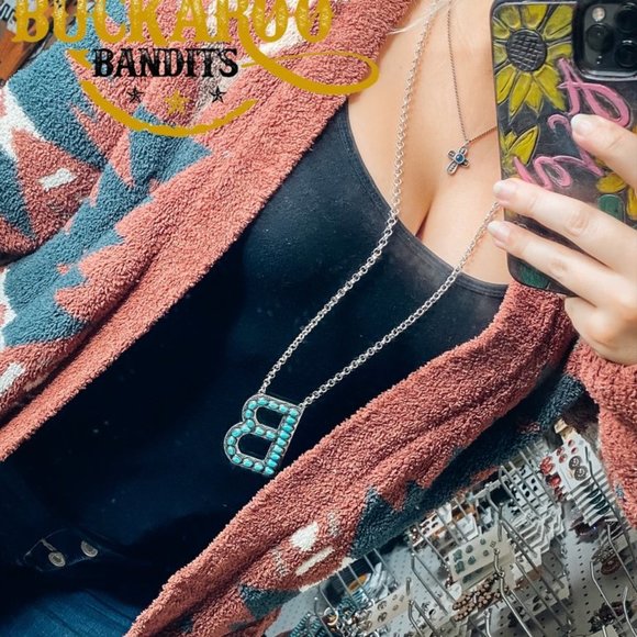 Turquoise Initial Necklace Set - Picture 3 of 4